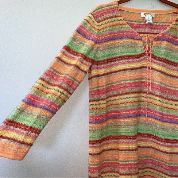 Talbots Colorful Striped Sweater Top - Picture 3 of 7